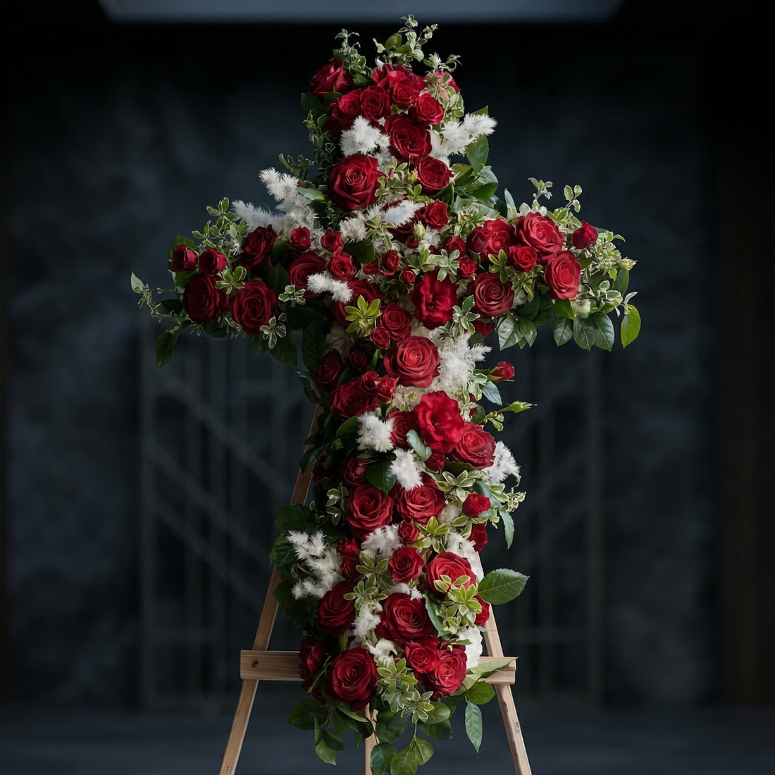 Memorial Cross - fresh floral arrangement delivery in Los Angeles by Pink Clover