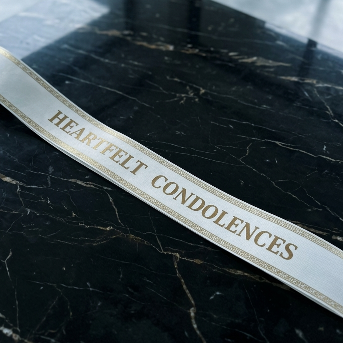 Memorial Ribbon - premium fresh floral arrangement same-day delivery Los Angeles