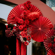 Red Lantern Fan – Lunar New Year floral installation | Pink Clover Florist Los Angeles