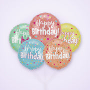 5 Balloons add-on: bunch of five pastel Happy Birthday foil balloons
