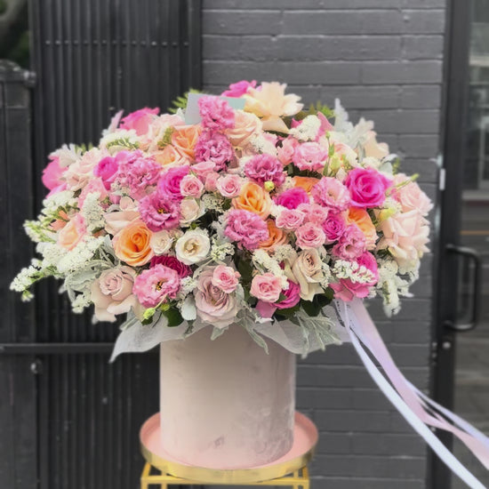 Soft pastel floral arrangement in gentle pinks, ideal for romantic gestures and sentimental occasions.