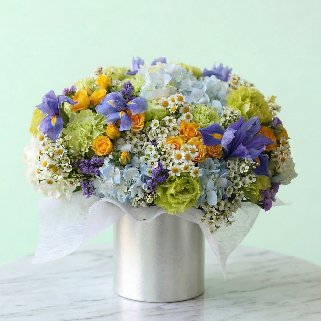Sofia - premium yellow and blue flower box same-day delivery Los Angeles