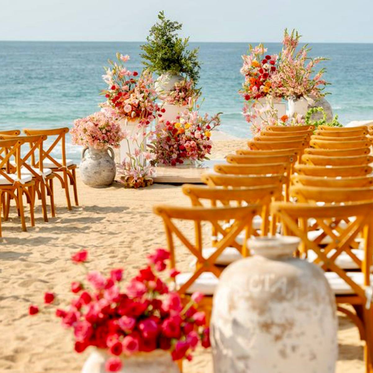 Sunset Petal Beach Ceremony Pedestals - Ventura County