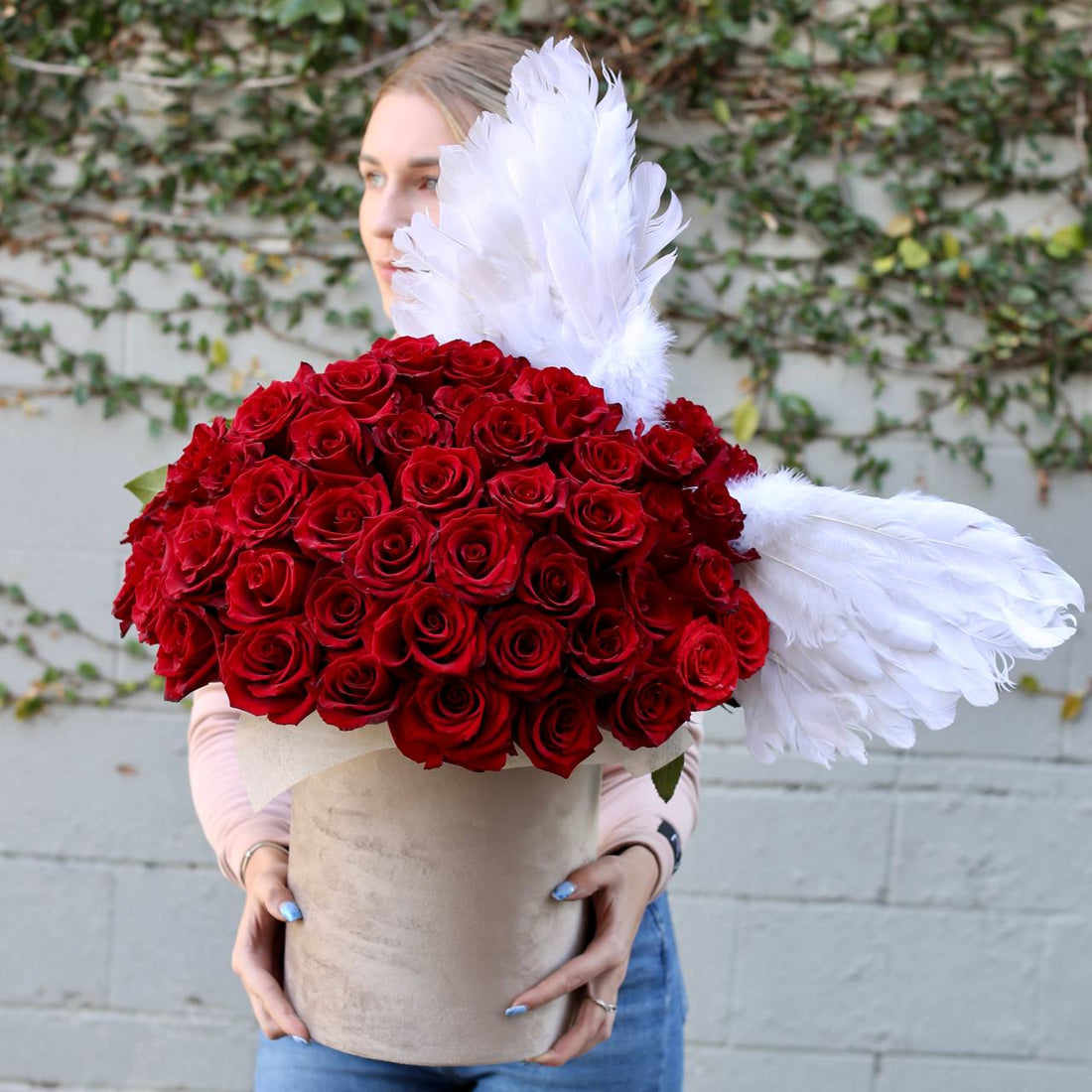 Valentines Day - premium red flower box same-day delivery Los Angeles