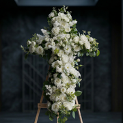 White Funeral Cross - white floral arrangement delivery in Los Angeles by Pink Clover
