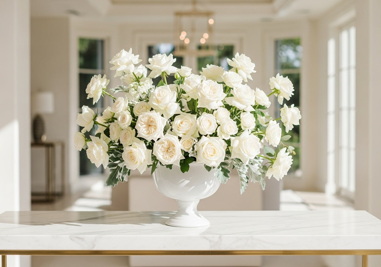 White rose arrangement Los Angeles