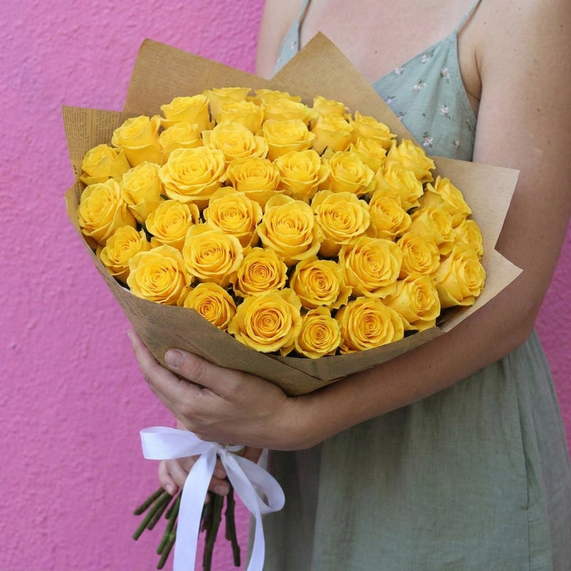 Yellow 50 - 50 yellow roses bouquet delivery in Los Angeles by Pink Clover