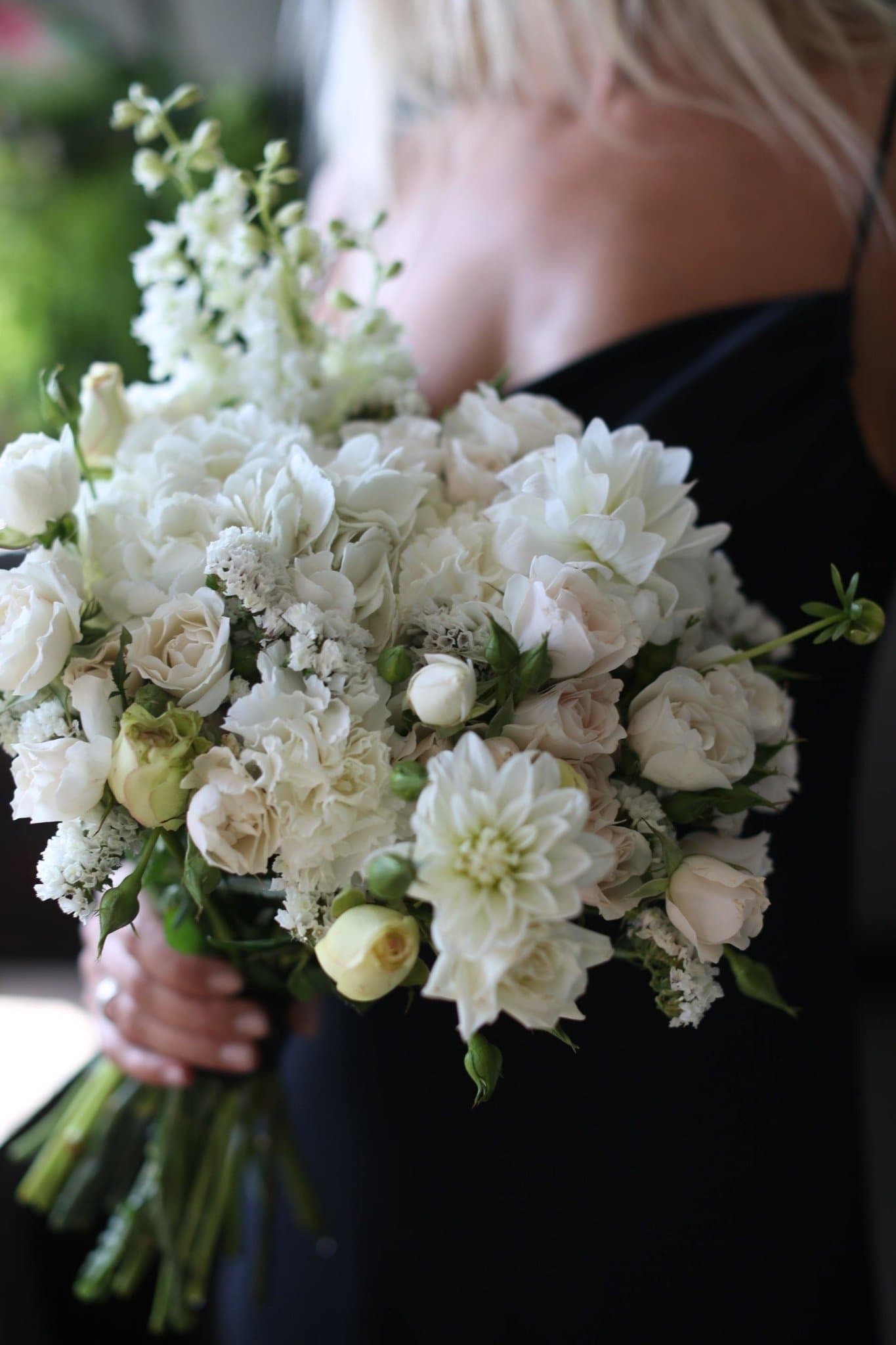 Adele side angle - white bouquet delivered in LA