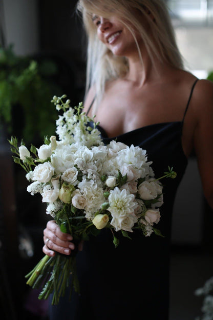 Adele arrangement styled in setting - luxury bouquet Los Angeles florist