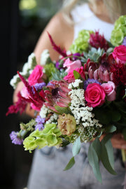 Eden side angle - pink bouquet delivered in LA