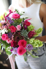 Eden arrangement styled in setting - luxury bouquet Los Angeles florist