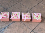 Flower Initial side angle - pink and white flower box delivered in LA