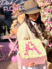 Flower Initial - premium pink and white flower box same-day delivery Los Angeles