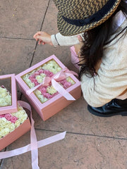 Flower Initial top-down view - fresh flower box Los Angeles delivery