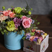 Flowers & Macarons close-up detail - fresh flower box from Pink Clover LA
