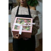 Flowers in a Box side angle - pink flower box delivered in LA