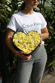 My Heart side angle - white and orange flower box delivered in LA