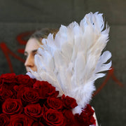 Valentines Day side angle - red flower box delivered in LA