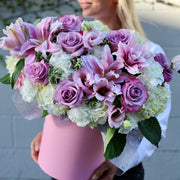 Alsu close-up detail - pink and white flower box from Pink Clover LA