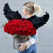 Valentines Day top-down view - fresh flower box Los Angeles delivery