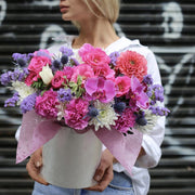 Hollywood close-up detail - pink flower box from Pink Clover LA