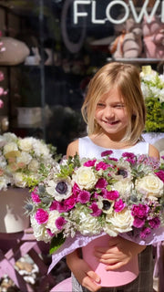 Loli styled in setting - luxury flower box Los Angeles florist